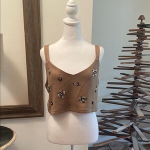 ✨ Embellished Knit Crop Tank